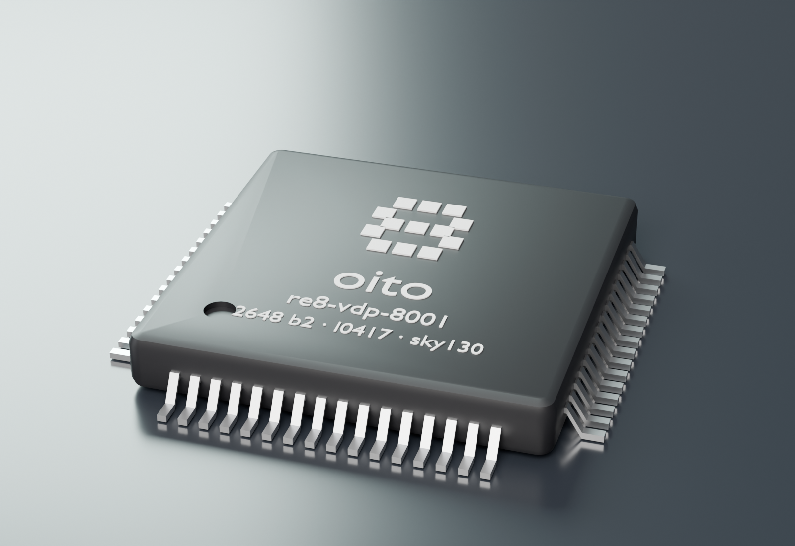 oito, the re8 custom chip, in a 64-pin LQFP package