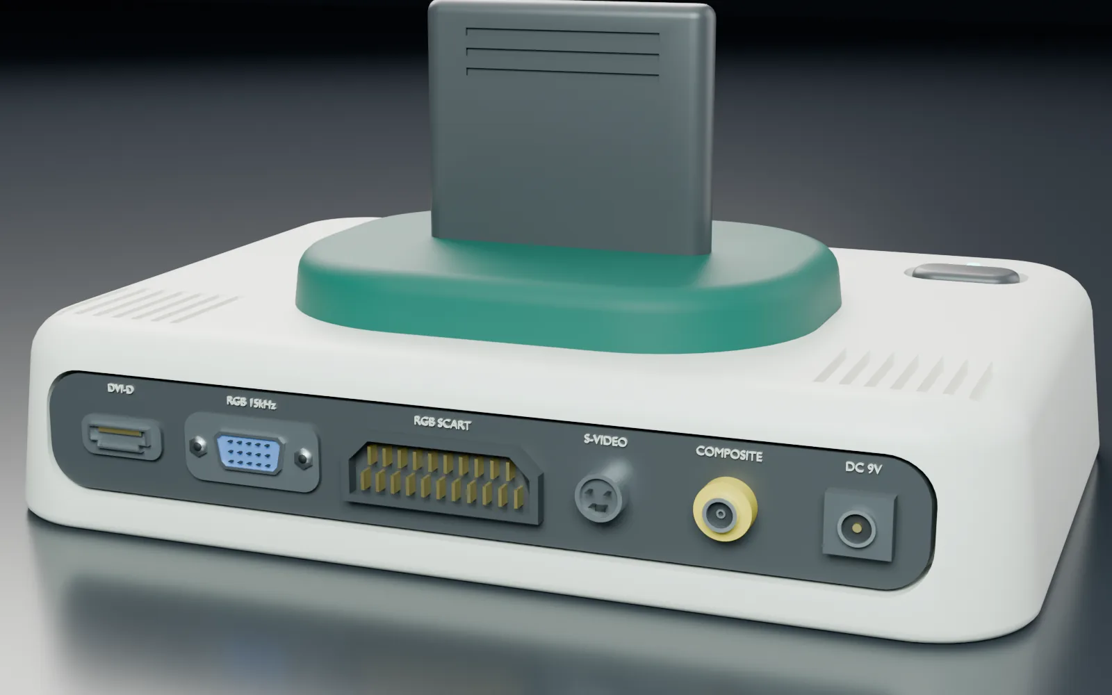 re8 rear-panel concept showing the video connectors and DC input